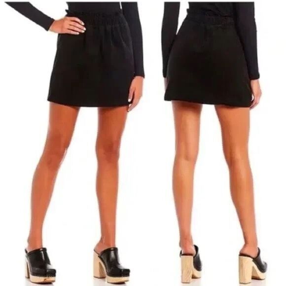 NWT Copper Key Black Corduroy Paperbag Waist Mini Skirt size L - Picture 1 of 6